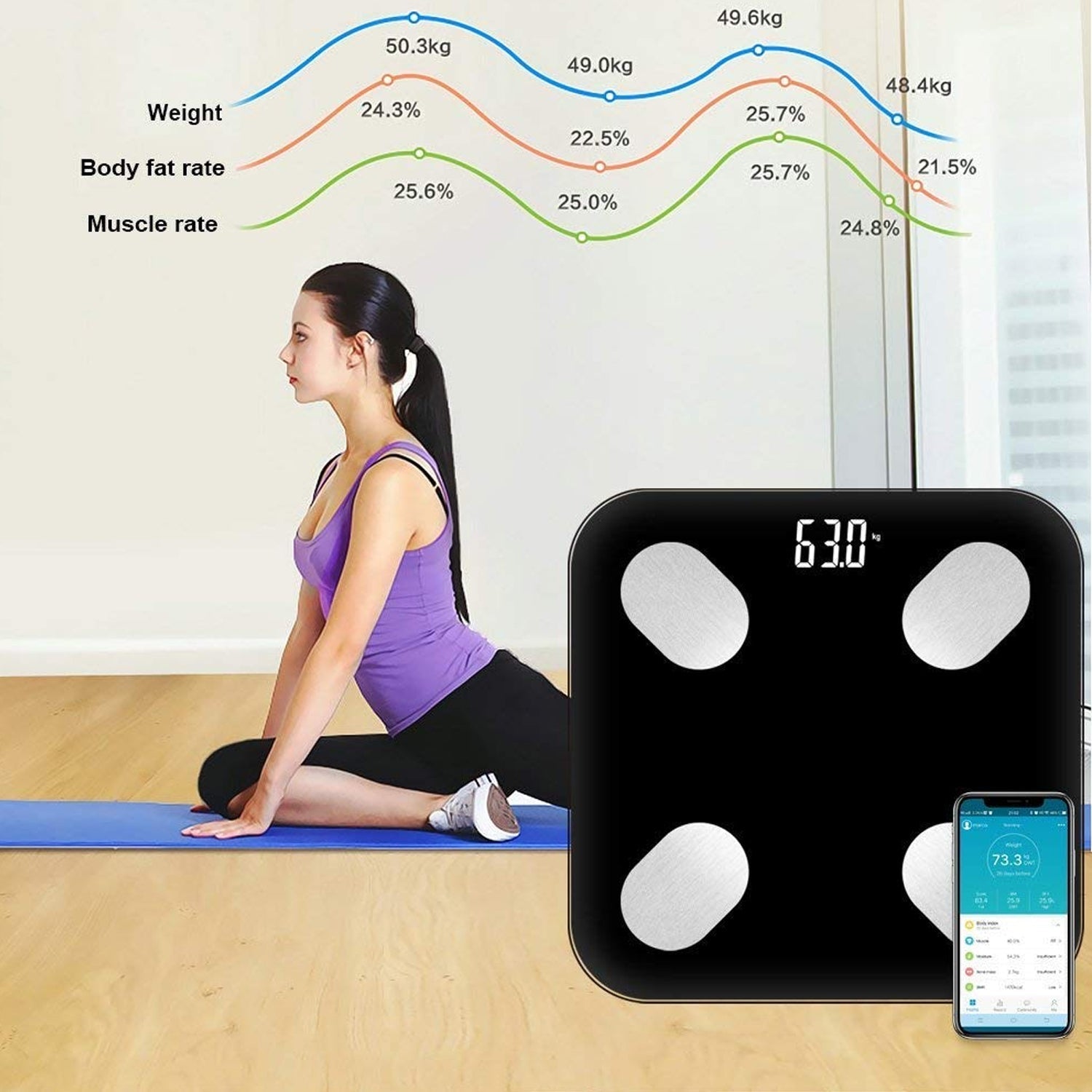 6327 Bluetooth Body Fat Scale Digital Smart Body Weight Scale iOS and Android App to Manage Body Weight, Body Fat, Water, Muscle Mass, BMI, BMR, Bone Mass and Visceral Fat with BMI Scale DeoDap 6327 Bluetooth Body Fat Scale Digital Smart Body Weight Scale iOS and Android App to Manage Body Weight, Body Fat, Water, Muscle Mass, BMI, BMR, Bone Mass and Visceral Fat with BMI Scale DeoDap